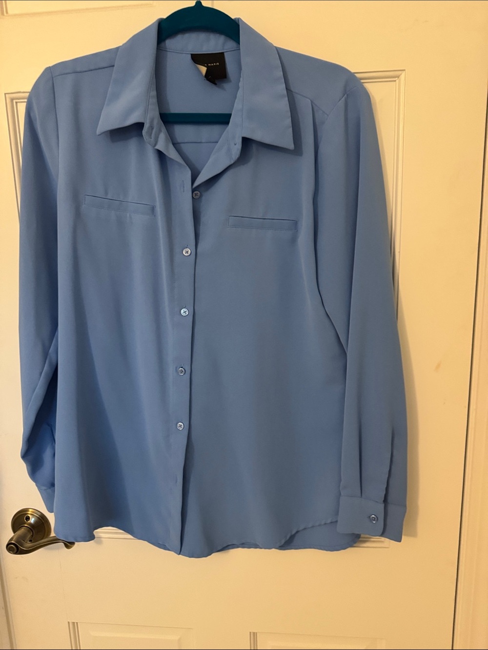Alex Marie Sky Blue Button Front Shirt